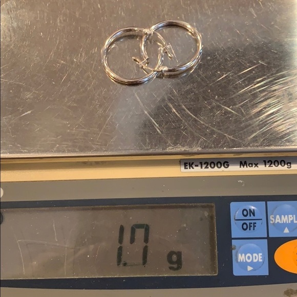 New 14K White Gold 1 inche Hoop Earrings 2mm - Picture 3 of 5